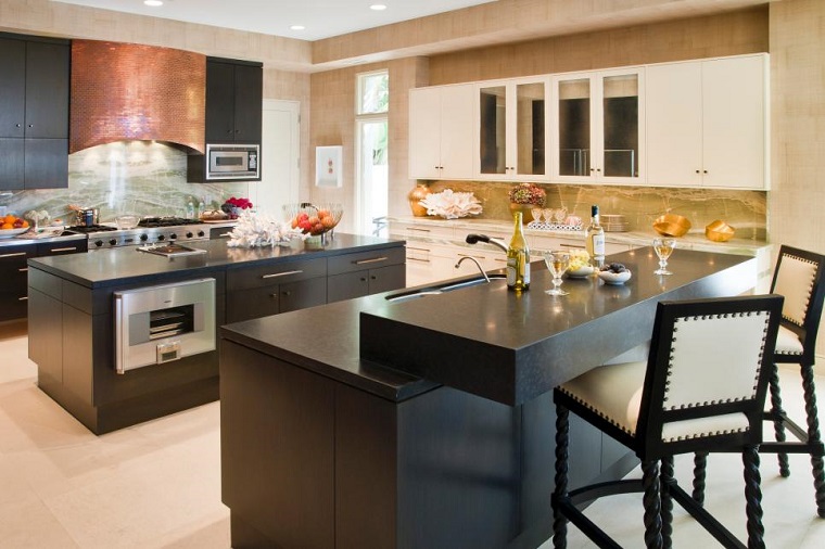 Magia negra en la cocina 50 ideas de muebles en negro Islas para cocinas modernas