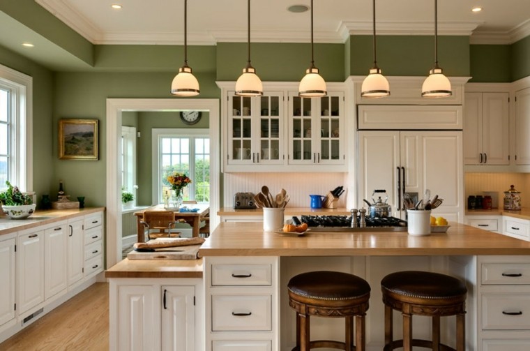Cocinas pintadas con los colores de moda 50 ideas