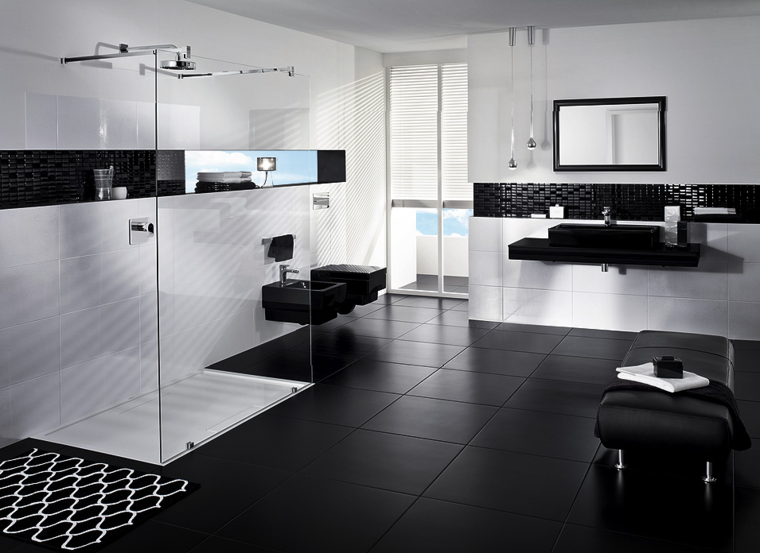 Negro, gris y marrón en el cuarto de baño 50 diseños