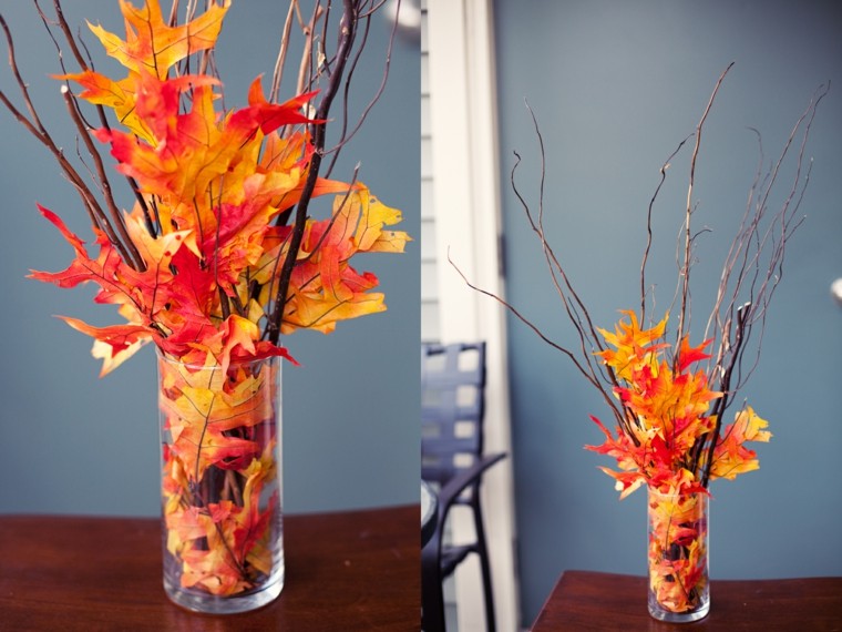 Otoño con hojas secas ideas para decorar la casa Como decorar un jarron de cristal