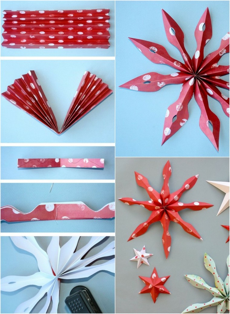 manualidades con papel rojo doblado estrella