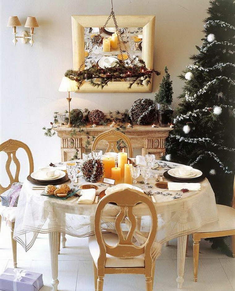 Adornos navideños para la mesa cincuenta ideas geniales Mesas de comedor color crema
