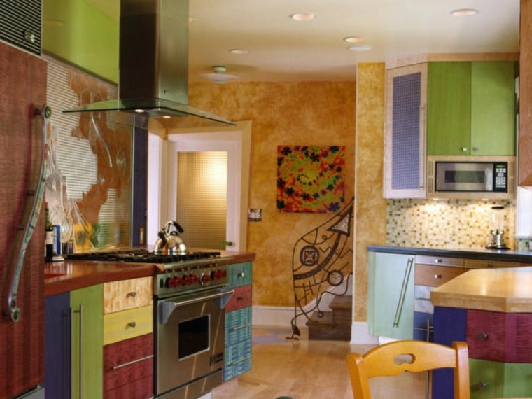 Cocinas pintadas con los colores de moda 50 ideas