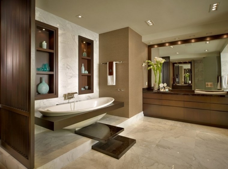 Azulejos travertino: 75 ideas de para suelos y paredes Marmol decoración piso