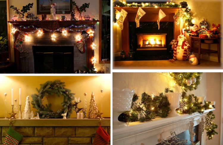 Motivos navideños para decorar la chimenea 50 ideas