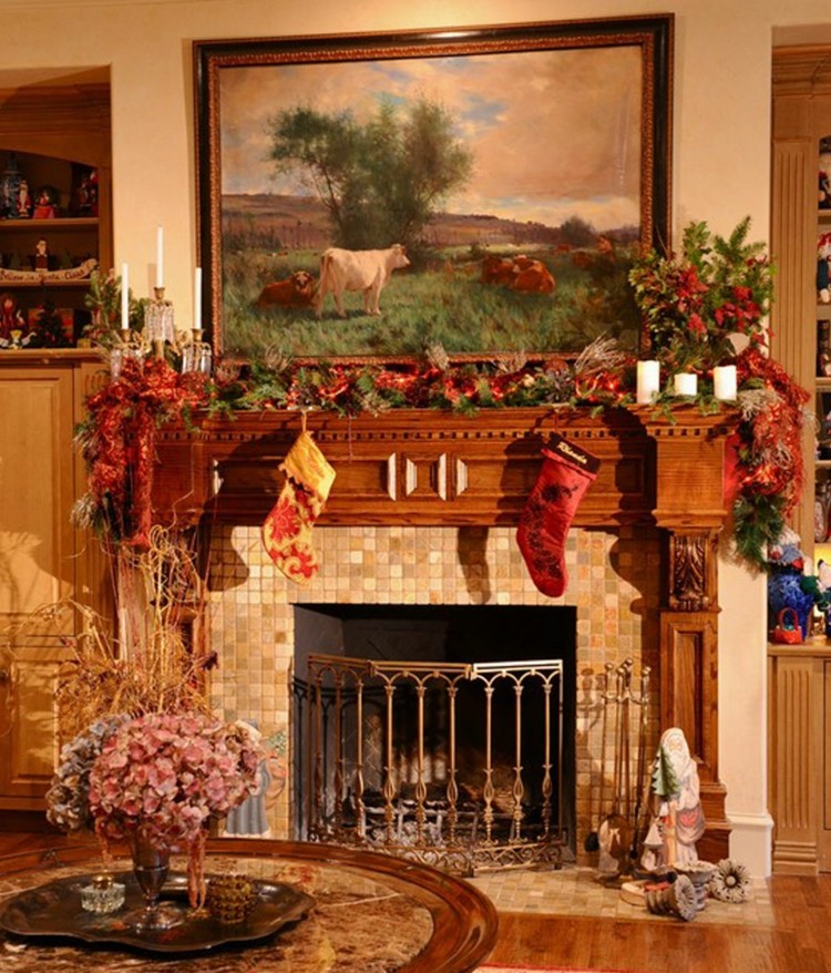 Motivos navideños para decorar la chimenea 50 ideas