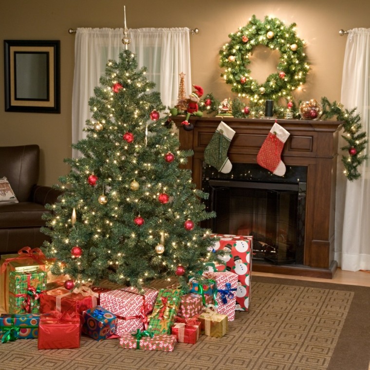 Decoracion navideña chimeneas adornadas preciosas