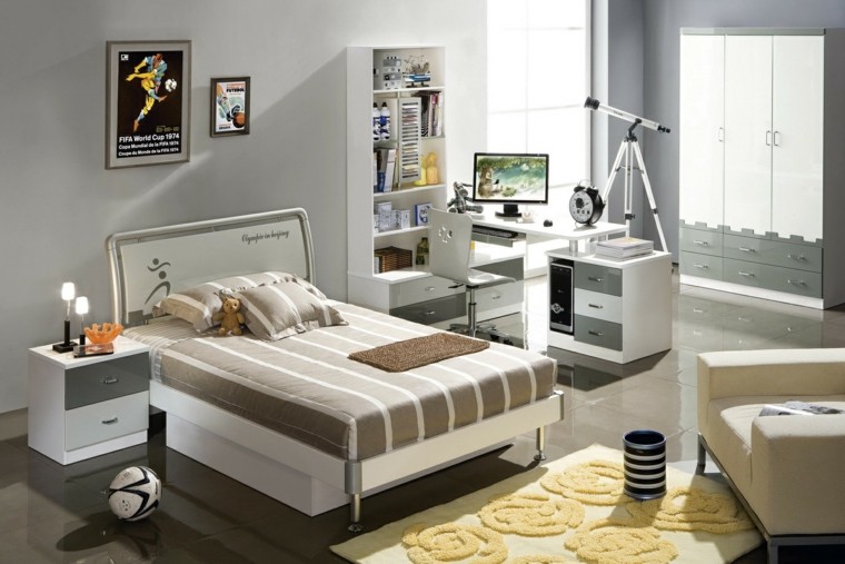 Dormitorio juvenil ideas originales para tu chico Real madrid en graffiti en paredes de habitación