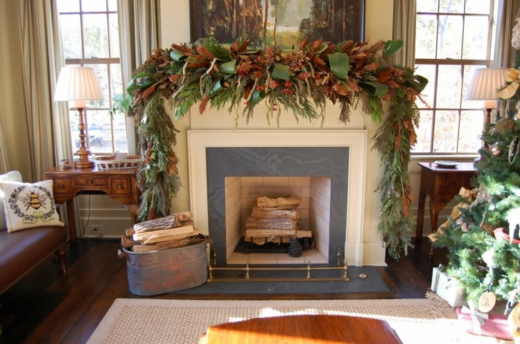 Motivos navideños para decorar la chimenea 50 ideas