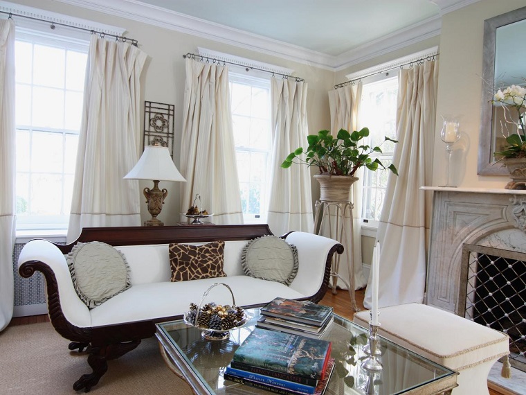 Cortinas para salón: 35 ideas encantadoras Salon marron y blanco