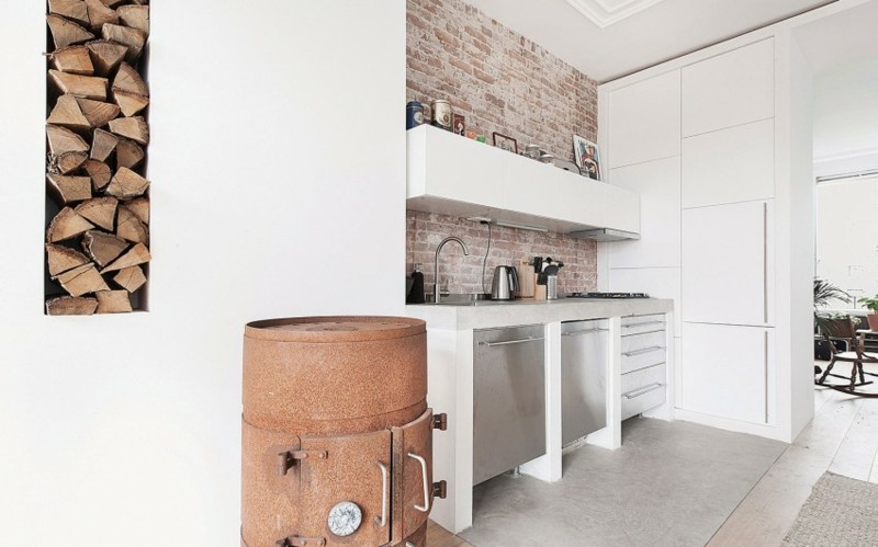 Decoración industrial en el salón, la cocina y el comedor