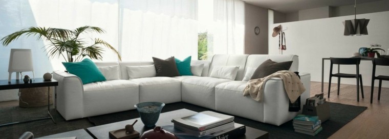 cojines verdes decorando el salón moderno decoracion salon precioso sofa blanca cojines ideas