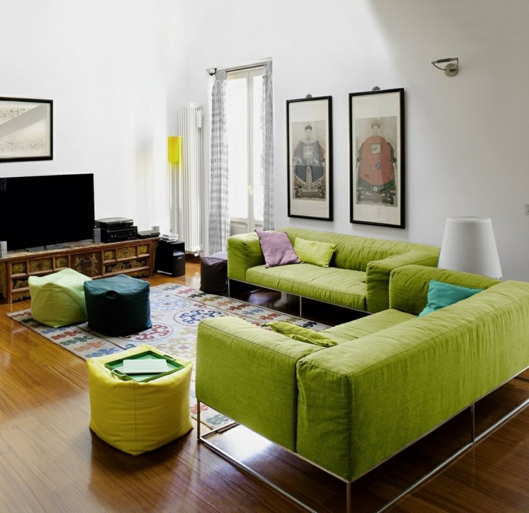 sofás verdes decorando el salón moderno decoracion salon precioso sofas verdes ideas