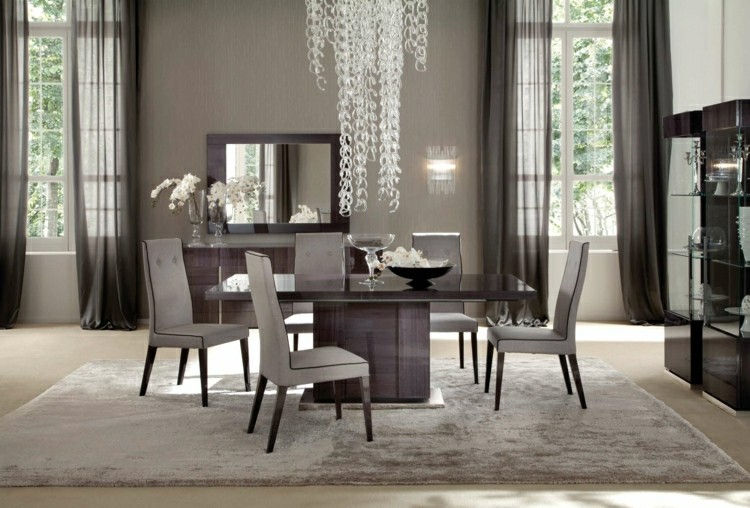Muebles de comedor de colores oscuros 50 ideas Muebles de comedor con la mesa de vidrio y sillas de colores