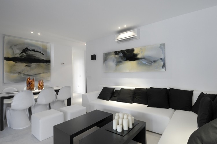 Muebles de salón blanco y negro 50 ideas atrevidas