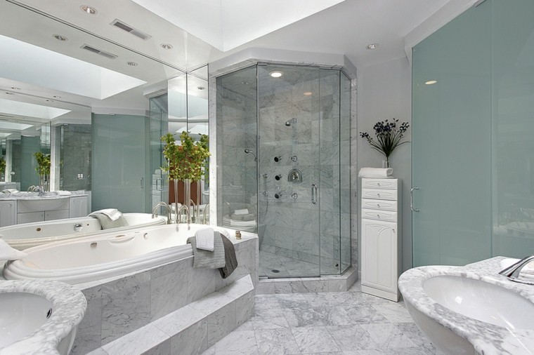 Baños modernos con ducha 50 diseños impresionantes Cuadradas creativo Bañeras