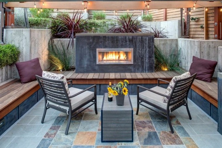 Fuego para espacios exteriores, 50 ideas modernas.