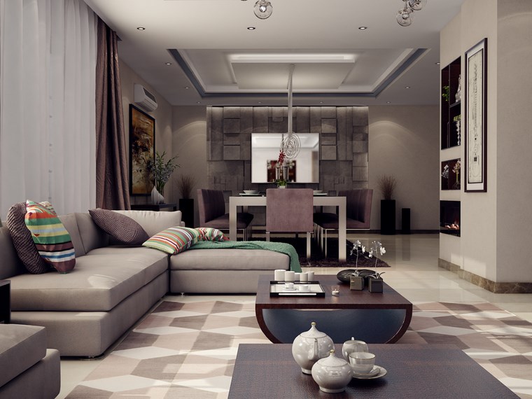 Decoracion de pisos 37 diseños de salones impresionantes Pisos para comedores y livings modernos