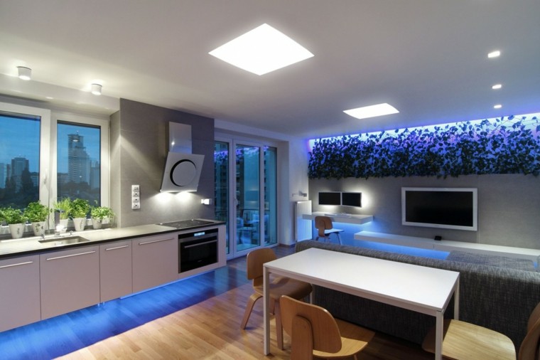 Focos led indirectos para iluminar el salón 50 ideas