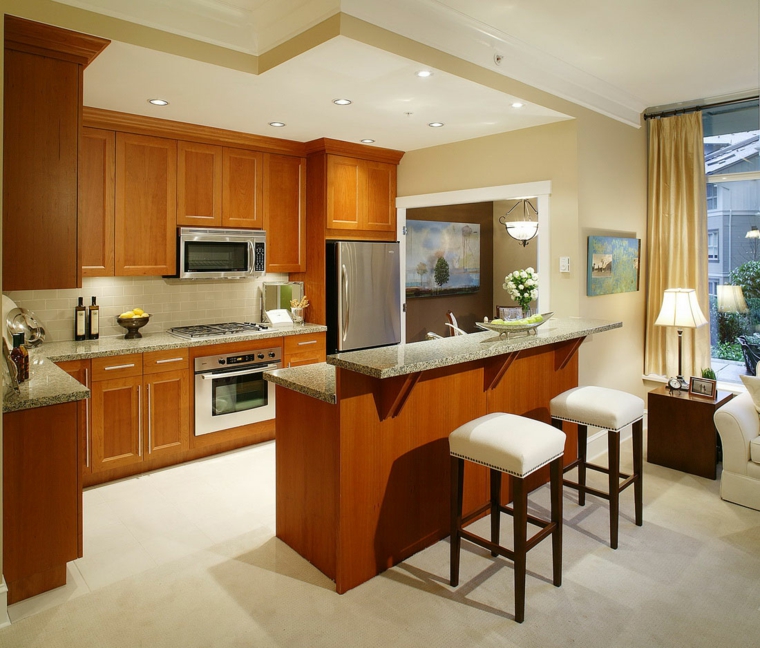 Cocinas con barra americana 35 diseños de lujo Decoracion de barras desayunadoras