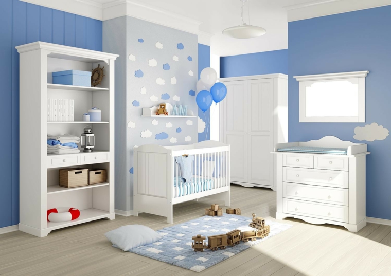 Cunas para bebes 75 opciones para el recién nacido Habitacion para gemelos azul