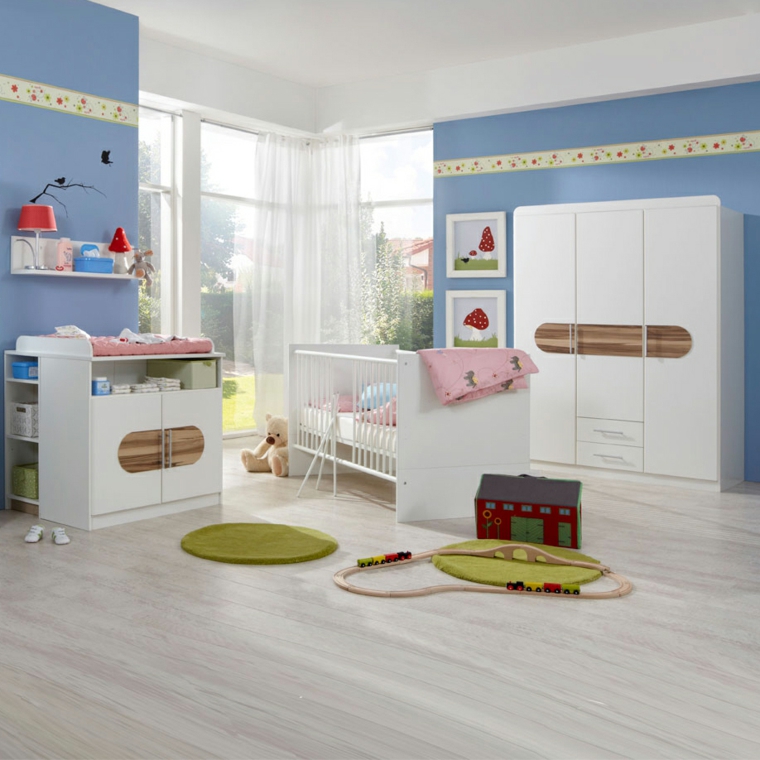 Cunas para bebes 75 opciones para el recién nacido Habitacion para gemelos azul