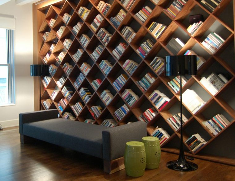 Bibliotecas grandes para salas de estar modernas
