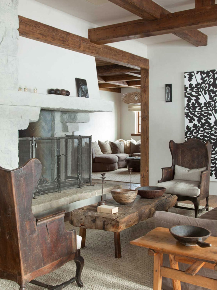 Maderas rusticas para decorar interiores 38 ideas. Living moderno y rustico