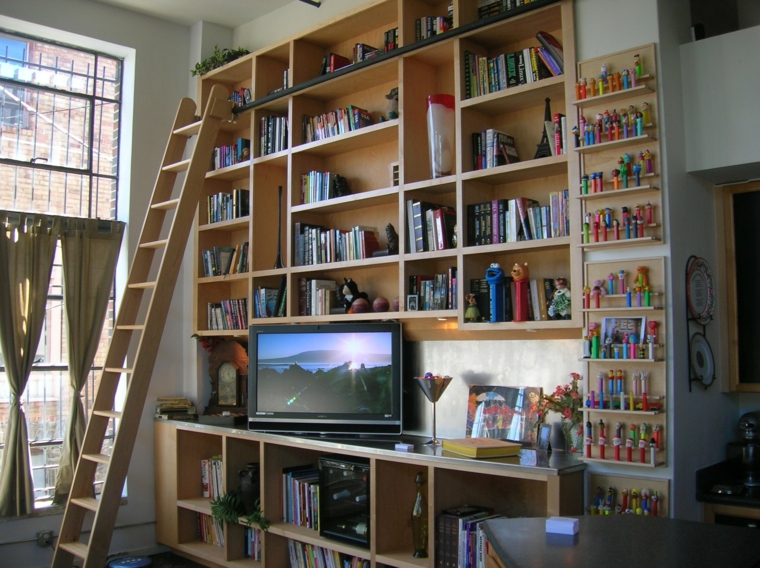 Bibliotecas grandes para salas de estar modernas