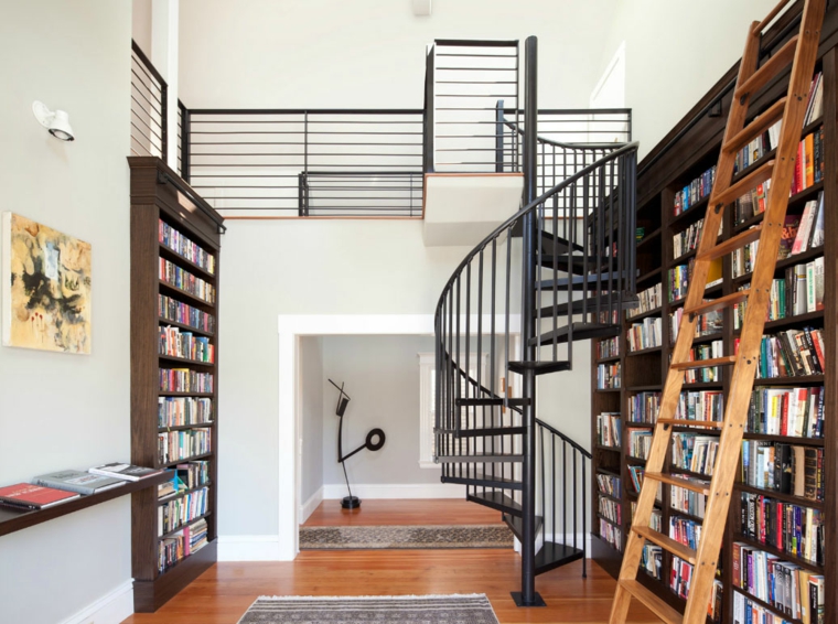 Bibliotecas grandes para salas de estar modernas