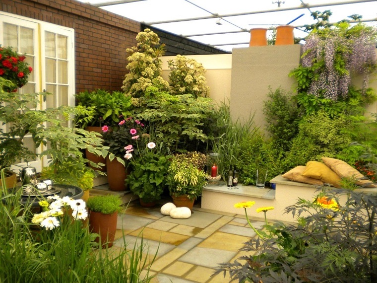 Patios interiores pequeños ideas para una decoración moderna Oscuro decoración Patio interior