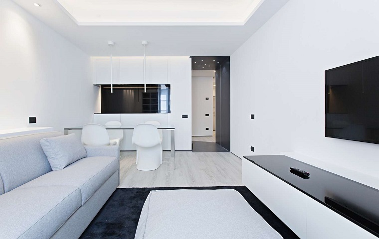 Interiores minimalistas 85 habitaciones en blanco y negro Salones en blanco negro y rojo