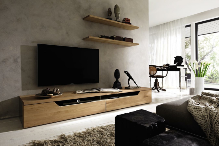 Muebles modernos de madera para sala: sala de diseños muebles ... Muebles de tv largos