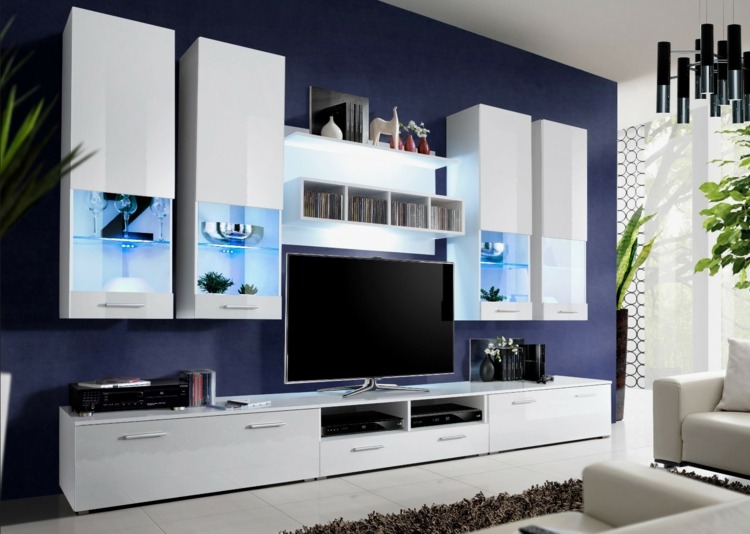 Muebles TV integrados con biblioteca - 75 ideas modernas