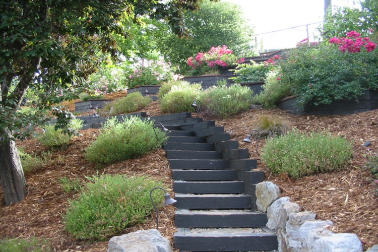 Jardines modernos con terrazas y gradas 50 diseños