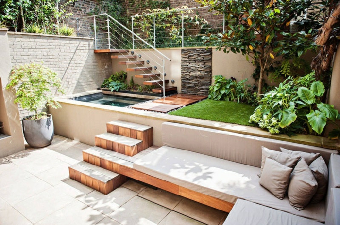 Diseño multinivel de patios y jardines con detalles inspiradores