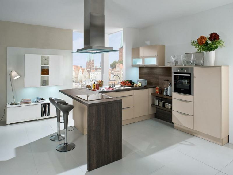 Cocinas con barra para nuestro hogar Colores blancos para madera