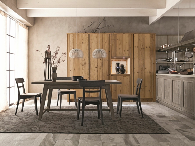 Mesas de madera un acento rústico para el comedor