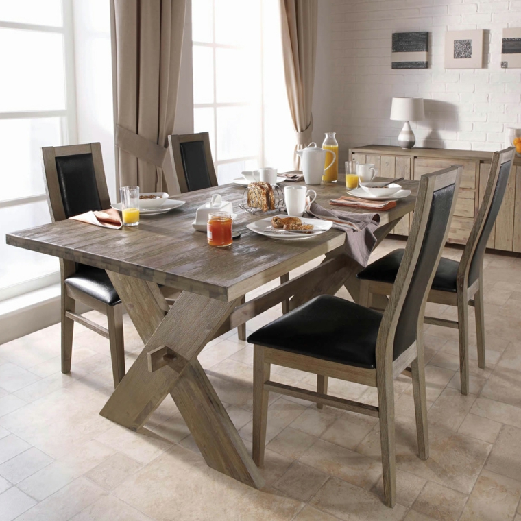 Mesas de madera un acento rústico para el comedor Diseño de comedor de madera