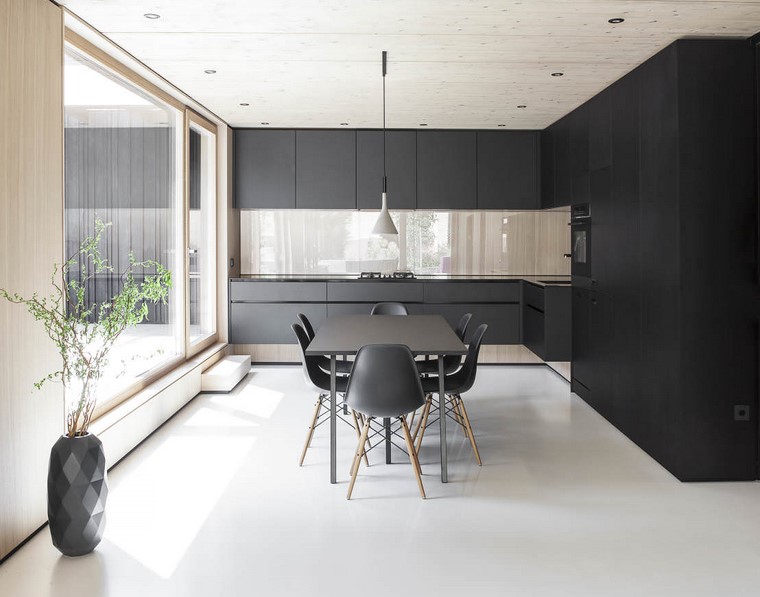 Decoración interiores minimalistas con paredes de piedra