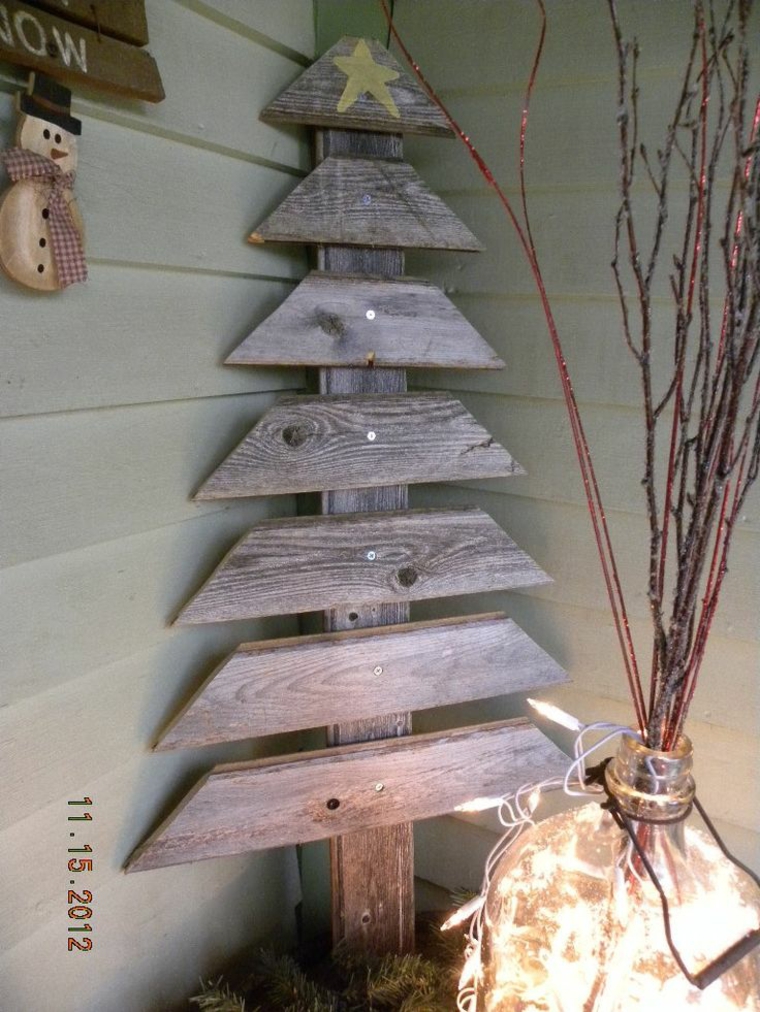 árboles de Navidad caseros 42 ideas con madera rústica