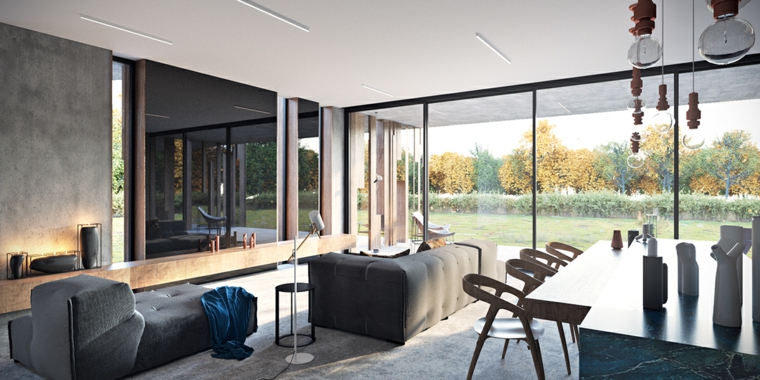 Diseño de interiores con accentos de hormigón