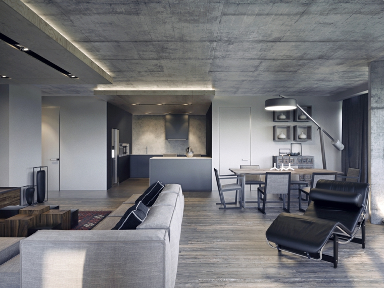 Diseño de interiores con accentos de hormigón