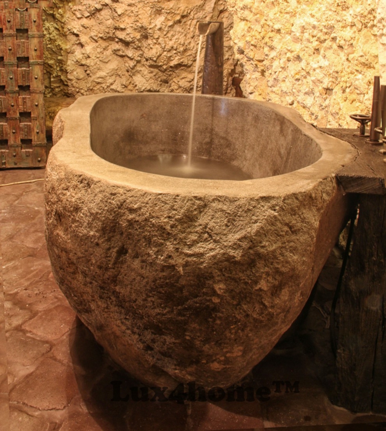 Cuarto de baño de madera y piedra 42 diseños