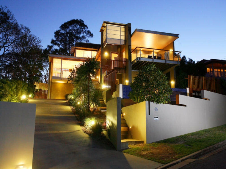 diseños de jardines modernos con luces Led diseños jardines modernos luces Led