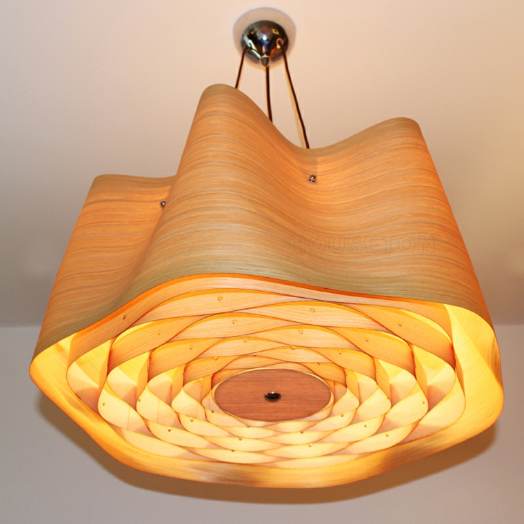 Lámparas de madera colgantes para los interiores Lamparas modernas de techo espiral