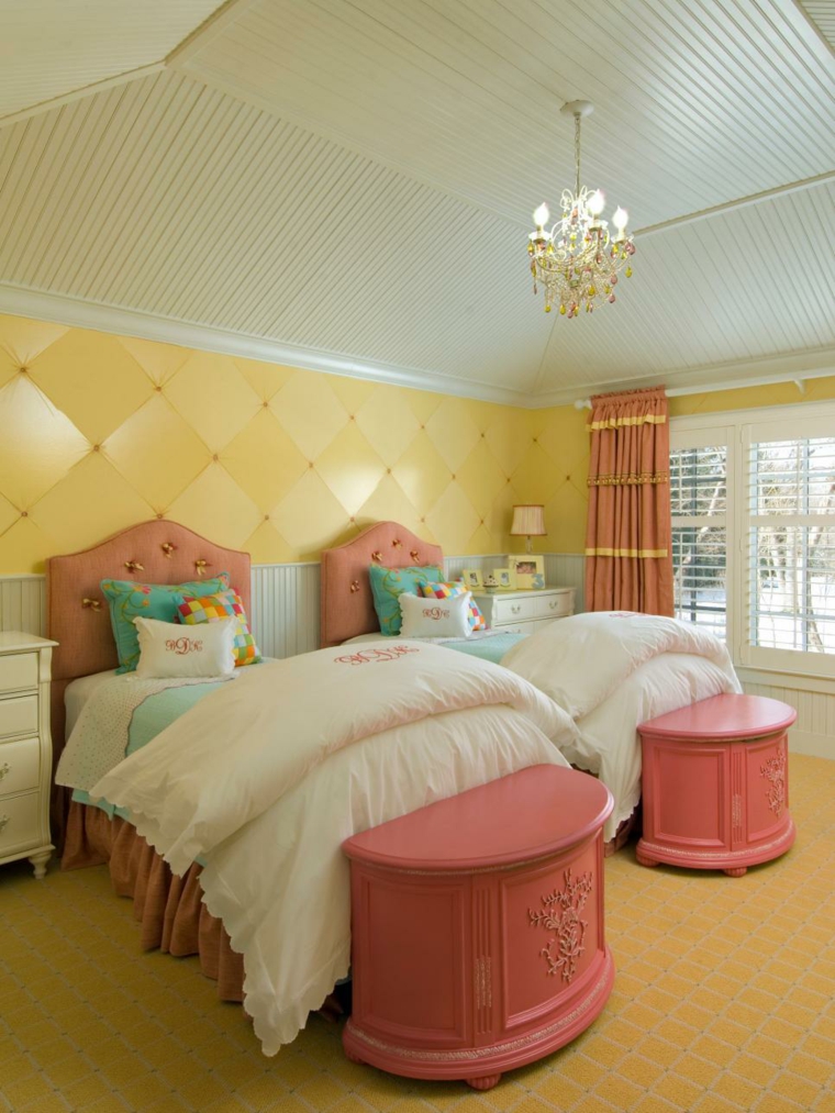 ninas amarillo rosado ambientacion elegante ninas amarillo rosado puertas