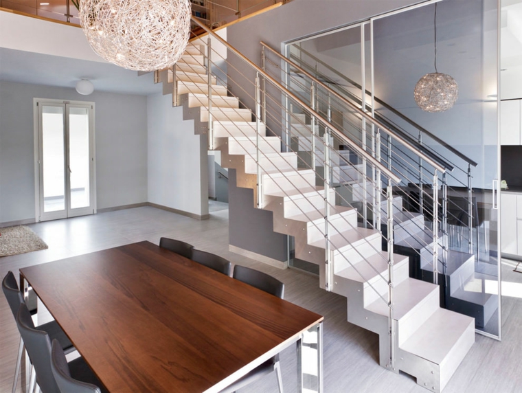 Escaleras de interior modernas 40 ideas para elevar el estilo de ... Escaleras en comedor
