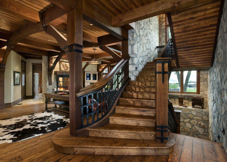 Escaleras rústicas de piedra y madera 34 diseños fantásticos