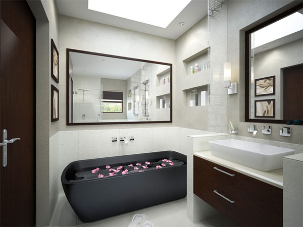 Cuartos de baño pequeños negro bonito moderno